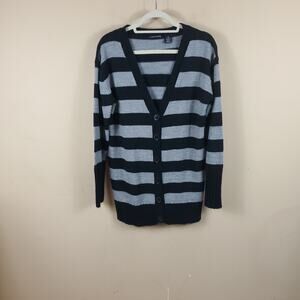 Tomfoolery Gray Black Striped Button Down Cardigan Size 2X
